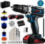 Cordless Drill/Driver Kit, undreem Impact drill set with 2X 21V batteries & Cleaning Brush.