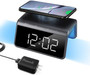 Pointouch Digital Alarm Clock with Wireless Charger for Bedroom