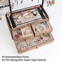 2 Layer Wooden Jewelry Drawer Storage Box with 6 Tier Jewelry Tree Stand.