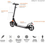 Folding Adjustable Scooter with Disc Brake and 200mm Large Wheels