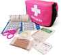 Lightweight, Soft-Sided Carry Bag with Pink Jumper Cables, First aid kit