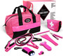 Lightweight, Soft-Sided Carry Bag with Pink Jumper Cables, First aid kit
