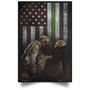 Thin Green Line Flag Poster Undefeated Veteran Wall Decor Honor US Army Retirement Gift