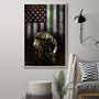 Thin Green Line American Flag Poster Honoring Men Women Our Military Wall Decor Veterans Gift