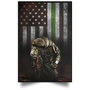 Thin Green Line American Flag Poster Honoring Men Women Our Military Wall Decor Veterans Gift