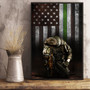 Thin Green Line American Flag Poster Honoring Men Women Our Military Wall Decor Veterans Gift