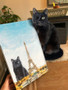 Black Cat Eiffel Tower Canvas Blind Cat Paris France Wall Decor Spring Gift For Cat Owner