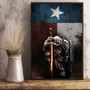 Texas Flag Knight Templar Vintage Print Poster Patriotic Proud Texan Poster Wall Home Decor