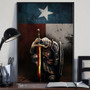 Texas Flag Knight Templar Vintage Print Poster Patriotic Proud Texan Poster Wall Home Decor