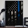 Thin Blue Line American Flag Poster Honoring Law Enforcement Police Gift Ideas House Decoration