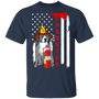 Firefighter Pitbull Thank You American Flag Shirt Cute Dog Gift For Firefighter