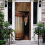 Horse Wooden Door Cover Funny Christmas Door Covers For Winter Vintage Front Door Decor