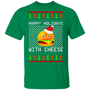 Happy Holidays With Cheese T-Shirt Hamburger Ugly Christmas Shirt Design Cute Gift For Girl