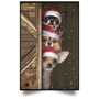 Chihuahua Sneaky Behind Door Poster Funny Santa Dog Christmas Poster Rustic Wall Decor