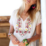 Floral Embroidery Mexican Beach Top