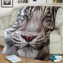 White Tiger Fleece Blanket Bleached Tiger Awesome Portrait Blanket Christmas Gifts For Roommate