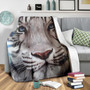 White Tiger Fleece Blanket Bleached Tiger Awesome Portrait Blanket Christmas Gifts For Roommate