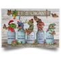 Butterfly & T-Rex It's Okay Quotes Christmas Poster Rustic Decor Christmas Gifts For Friends