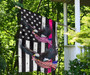 Breast Cancer Awareness Flag Eagle With American Flag Pink Ribbon Decorative For Garden
