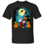 Cats Cosplay With Pumpkin Halloween Moon T-Shirt Devil Halloween Costume Gifts For Cat Lovers