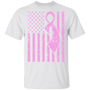 Breast Cancer Awareness T-Shirt Pink Ribbon On American Flag Cure For Breast Cancer Pride Gifts