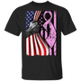 Pink Ribbon Breast Cancer Inside US Flag T-Shirt Breast Cancer Awareness Shirt Pride Gifts