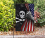 Jolly Roger Pirate Flag Inside American Flag Halloween Ornaments For Outdoor Decorations