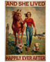 Yorkie And Horse And She Lived Happily Ever After Vintage Poster Art Wall Decor