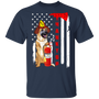 Firefighter Dog Thank You American Flag Shirt German Shepherd T-Shirt