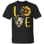 Cute Pit Bull Paw Love Sunflower Shirt Womens - Gifts For Dog Lover