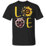 Cute Pug Paw Love Sunflower Shirt Womens - Gifts For Pug Lover