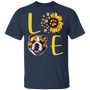 Cute Bulldog Paw Love Sunflower Shirt Womens, Gifts For Dog Lover