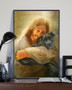 Black Dog With Jesus Poster Christian Art Wall Decor - First Fathers Day Gifts