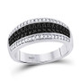 Diamond Band | 10kt White Gold Womens Round Black Color Enhanced Diamond Band Ring 1/2 Cttw |  Splendid Jewellery