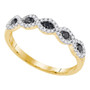 Diamond Band | 10kt Yellow Gold Womens Round Black Color Enhanced Diamond Band Ring 1/3 Cttw |  Splendid Jewellery