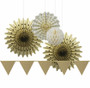 Gold Glitter Paper Party Decoration Set (5 pcs)