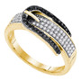 Diamond Band |  10kt Yellow Gold Womens Round Black Color Enhanced Diamond Belt Buckle Band Ring 1/4 Cttw |  Splendid Jewellery