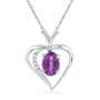Gemstone Heart & Love Symbol Pendant |  Sterling Silver Womens Round Lab-Created Amethyst Heart Pendant 3/4 Cttw |  Splendid Jewellery