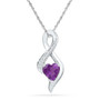 Gemstone Heart & Love Symbol Pendant |  10kt White Gold Womens Lab-Created Amethyst Heart Solitaire Infinity Pendant 1/20 Cttw |  Splendid Jewellery