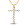 Diamond Cross Pendant |  14kt Yellow Gold Womens Round Diamond Cross Pendant 1/2 Cttw |  Splendid Jewellery