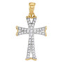 Diamond Cross Pendant |  14kt Yellow Gold Womens Round Diamond Flared Cross Pendant 1/8 Cttw |  Splendid Jewellery