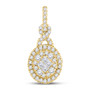 Diamond Cluster Pendant |  14kt Yellow Gold Womens Princess Diamond Fashion Cluster Pendant 1/2 Cttw |  Splendid Jewellery