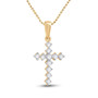 Diamond Cross Pendant |  14kt Yellow Gold Womens Round Diamond Cross Pendant 1/10 Cttw |  Splendid Jewellery