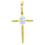 Diamond Cross Pendant |  14kt Yellow Gold Womens Round Diamond Cross Pendant 1/12 Cttw |  Splendid Jewellery