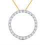 Diamond Circle Pendant |  14kt Yellow Gold Womens Round Diamond Circle Outline Pendant 1/2 Cttw |  Splendid Jewellery