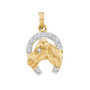 Diamond Horseshoe & Lucky Pendant |  14kt Two-tone Gold Womens Round Diamond Lucky Horseshoe Pendant 1/10 Cttw |  Splendid Jewellery