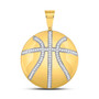 Men's Diamond Charm Pendant |  10kt Yellow Gold Mens Round Diamond Basketball Charm Pendant 7/8 Cttw |  Splendid Jewellery