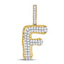 Men's Diamond Charm Pendant |  10kt Yellow Gold Mens Round Diamond F Letter Charm Pendant 1 Cttw |  Splendid Jewellery