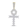 Men's Diamond Charm Pendant |  10kt Yellow Gold Mens Round Diamond Ankh Cross Charm Pendant 1 Cttw |  Splendid Jewellery