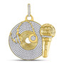 Men's Diamond Charm Pendant |  10kt Yellow Gold Mens Round Diamond Recording Artist Mic Record Charm Pendant 3 Cttw |  Splendid Jewellery